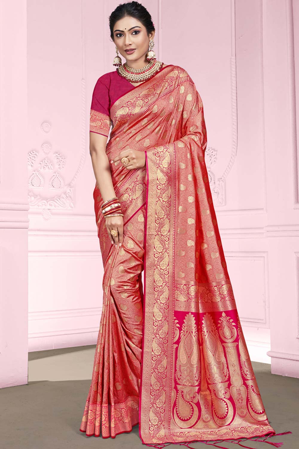 Pink Silk Weaving Designer Saree