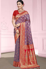 Violet Silk Weaving Designer Saree