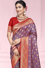 Violet Silk Weaving Designer Saree