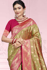 Light Green Silk Weaving Designer Saree