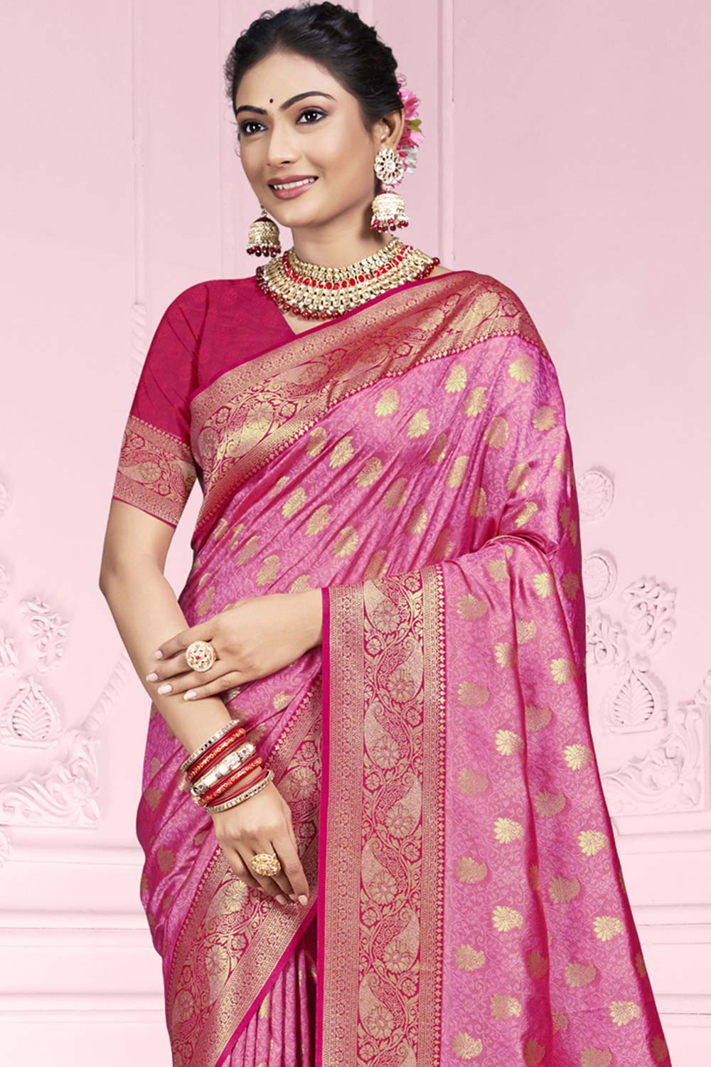 Light Pink Silk Weaving Designer Saree