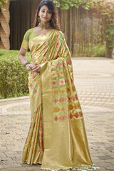 Green Organza Weaving Designer Saree