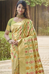 Green Organza Weaving Designer Saree