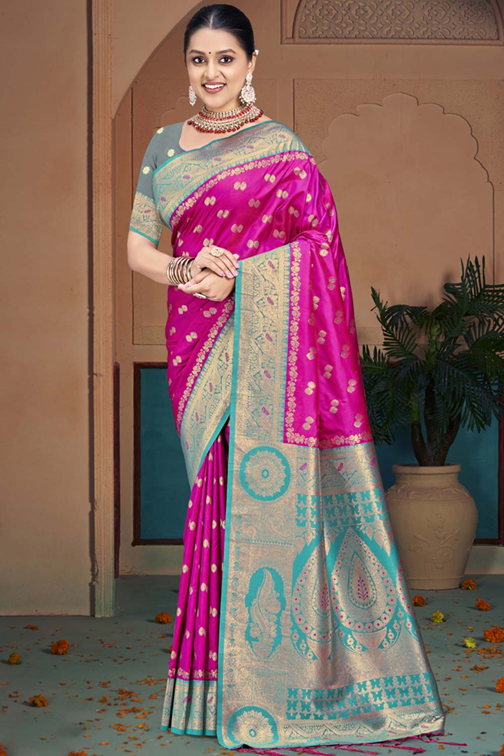 Pink Silk Weaving Designer Saree