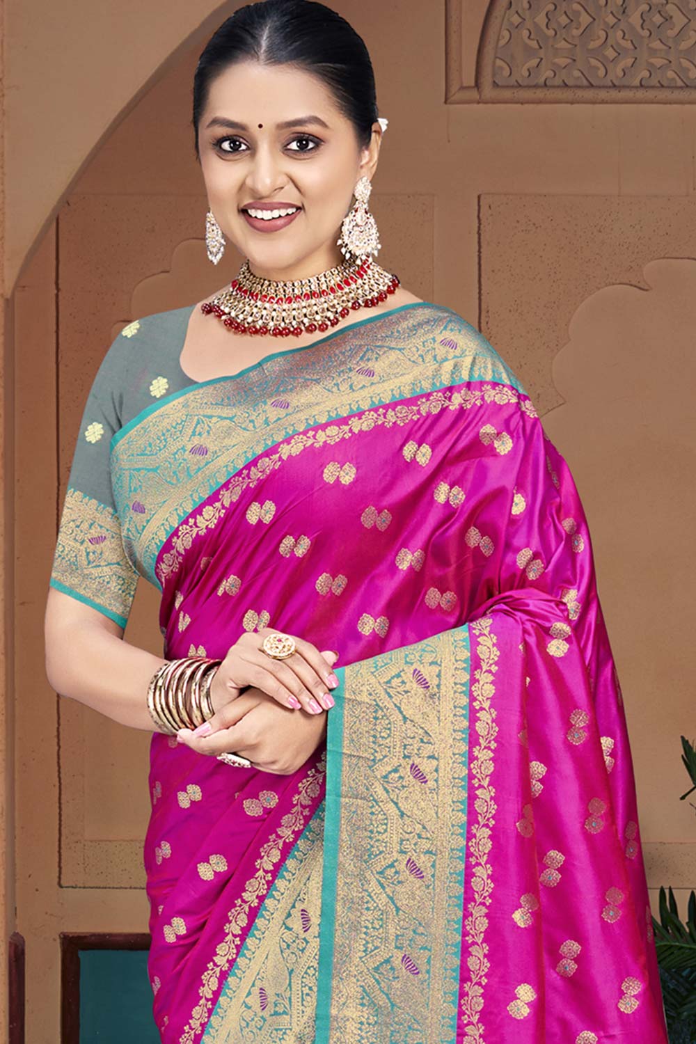 Pink Silk Weaving Designer Saree