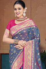 Blue Silk Weaving Designer Saree