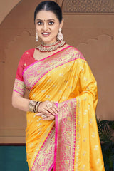 Yellow Silk Weaving Designer Saree