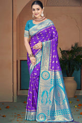 Purple Silk Weaving Designer Saree