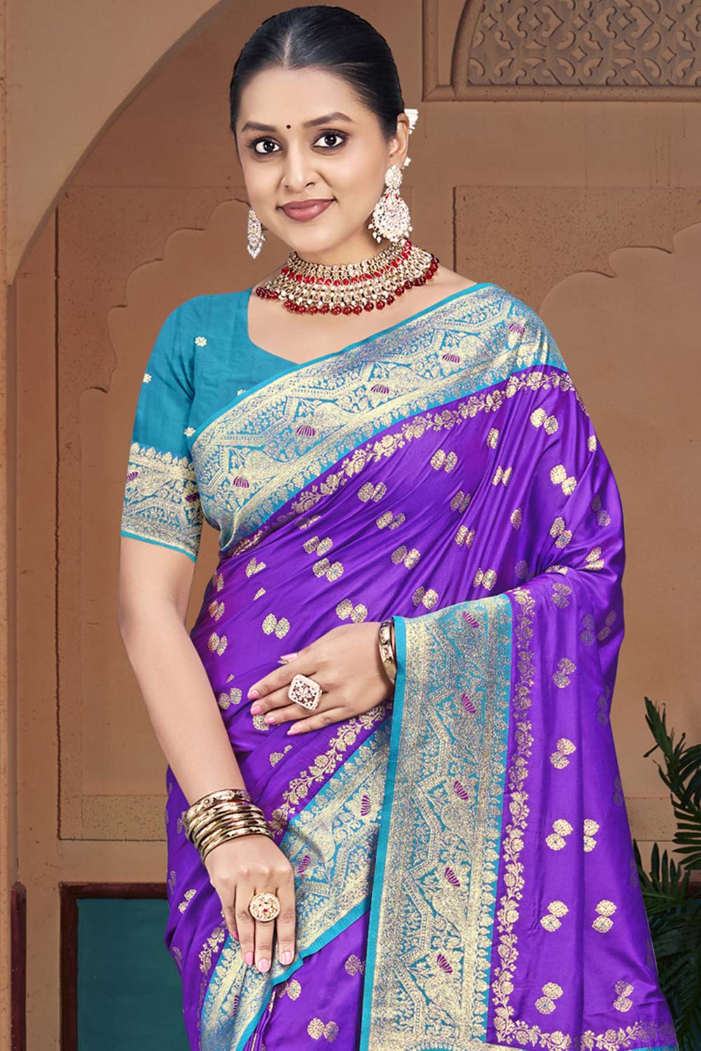 Purple Silk Weaving Designer Saree