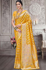 Yellow Silk Weaving Designer Saree