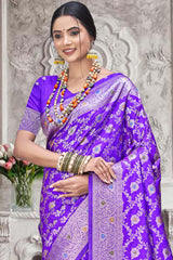 Lavender Silk Weaving Designer Saree