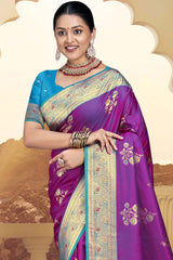 Purple Silk Weaving Designer Saree