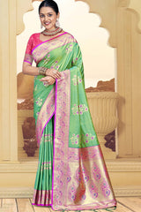 Light Green Silk Weaving Designer Saree