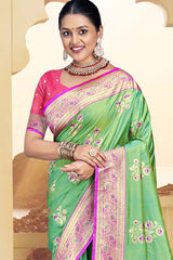 Light Green Silk Weaving Designer Saree