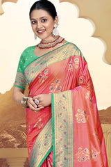 Peach Silk Weaving Designer Saree