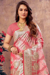 Pink South Silk Floral Saree