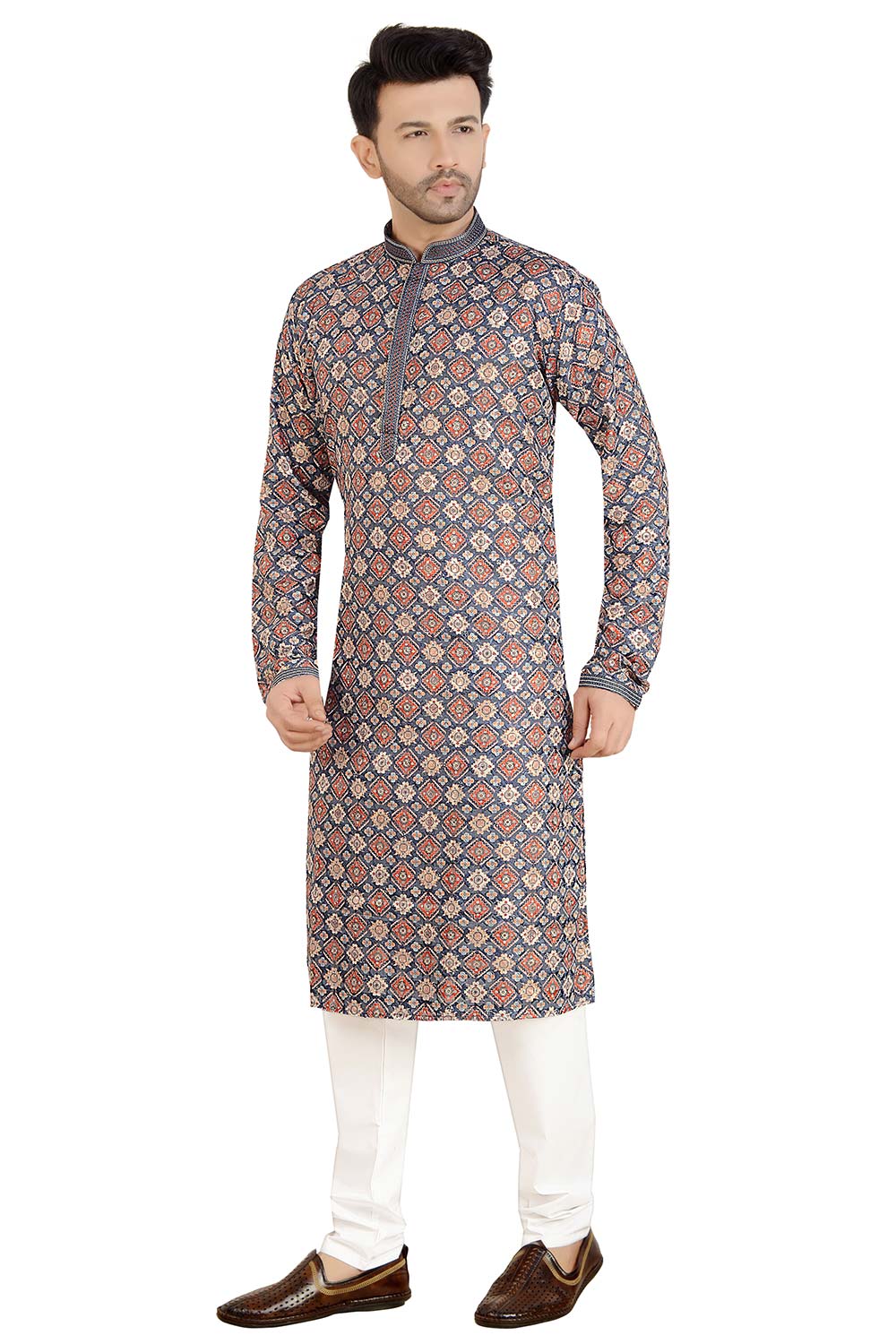 Blue Rayon Cotton Kurta Pajama