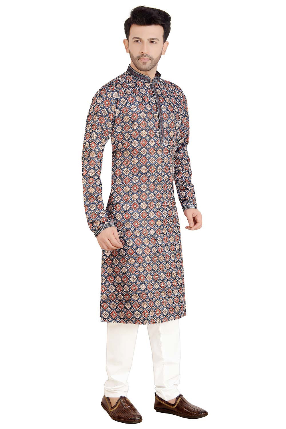 Blue Rayon Cotton Kurta Pajama