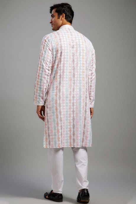 White Rayon Cotton Kurta Pajama