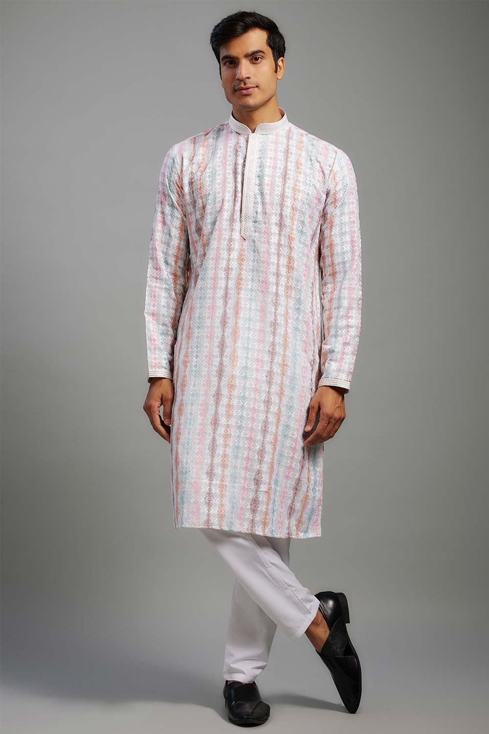 White Rayon Cotton Kurta Pajama