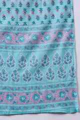 Women's Blue Cotton Printed Kurta Set