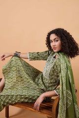 Women's Green Cotton Printed Kurta Set