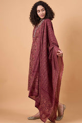 Women's Maroon Cotton Printed Kurta Set