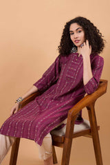 Women's Magenta Cotton Printed Kurta Set