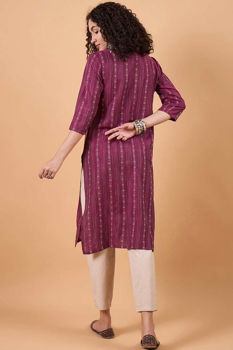 Women's Magenta Cotton Printed Kurta Set