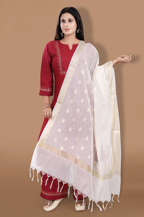 White Banarasi Brocade Woven Design Dupatta