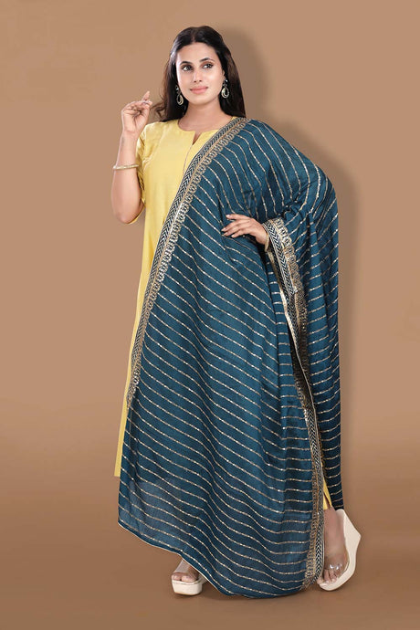 Teal Georgette Embroidered Dupatta