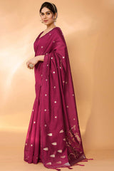 Purple Chanderi Silk Printed  Saree