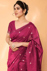 Purple Chanderi Silk Printed  Saree