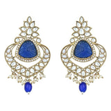 Gold Plated Kundan And Pearl Chandbali Earrings For Womens