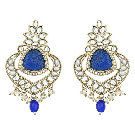 Gold Plated Kundan And Pearl Chandbali Earrings For Womens