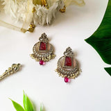 Gold Plated Kundan And Pearl Chandbali Earrings For Womens