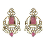 Gold Plated Kundan And Pearl Chandbali Earrings For Womens