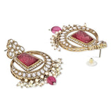 Gold Plated Kundan And Pearl Chandbali Earrings For Womens