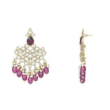 Gold Plated Kundan And Pearl Chandbali Earrings For Womens