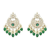 Gold Plated Kundan And Pearl Chandbali Earrings For Womens