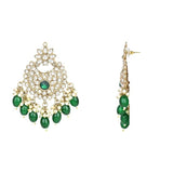 Gold Plated Kundan And Pearl Chandbali Earrings For Womens