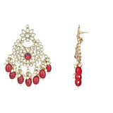 Gold Plated Kundan And Pearl Chandbali Earrings For Womens