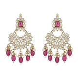 Gold Plated Kundan And Pearl Chandbali Earrings For Womens