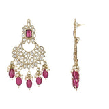 Gold Plated Kundan And Pearl Chandbali Earrings For Womens