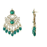 Gold Plated Kundan And Pearl Chandbali Earrings For Womens