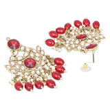 Gold Plated Kundan And Pearl Chandbali Earrings For Womens