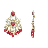 Gold Plated Kundan And Pearl Chandbali Earrings For Womens