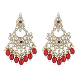 Gold Plated Kundan And Pearl Chandbali Earrings For Womens