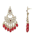 Gold Plated Kundan And Pearl Chandbali Earrings For Womens