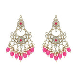 Gold Plated Kundan And Pearl Chandbali Earrings For Womens